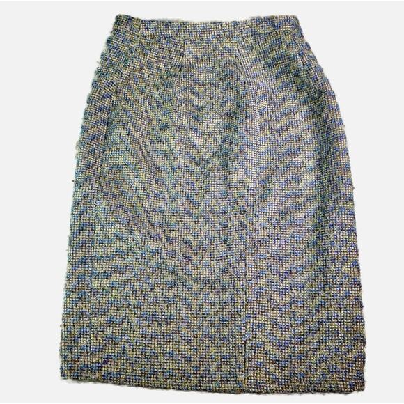 J. CREW Tweed Skit with Gold accents and Zipper - GOLD PURPLE PERIWINKLE - Picture 9 of 9